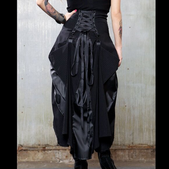 Lip Service Gangsta Pranksta Goth Steampunk High Waist Bustle Corset Skirt XS